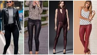 Latex &New Western leggings style tight leather pants outfit ideas for women's