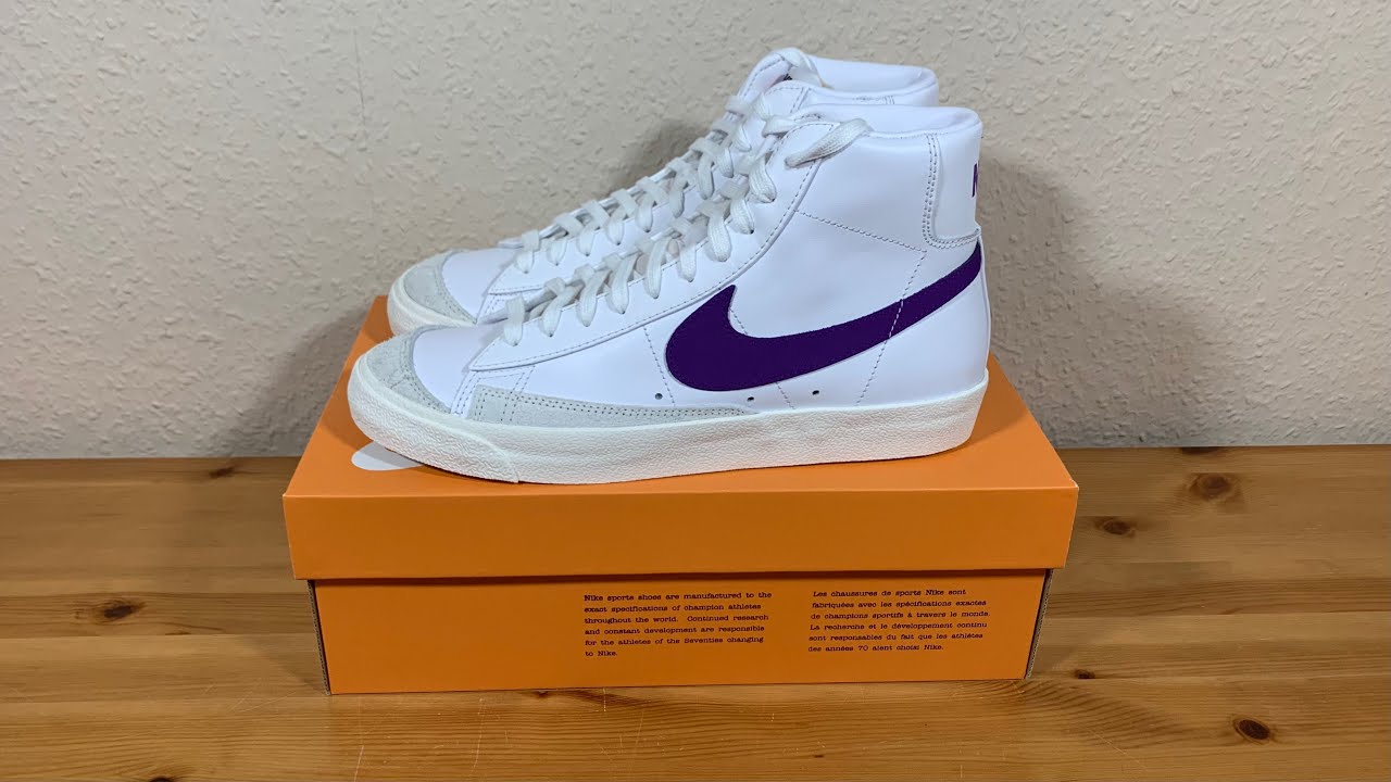 Nike Blazer Mid 77 Vintage White Voltage Purple BQ6806-105 - YouTube