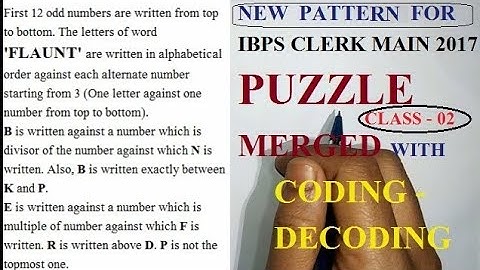 New Pattern Puzzle Merged with Coding Decoding// IBPS CLERK MAIN// CLASS- 02