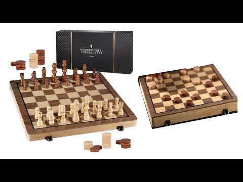 15 Wooden Chess Sets   Chess u0026 Checkers Board Game  With 2 Extra Queens Family And Party Game