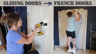 HOW TO TURN SLIDING CLOSET DOORS INTO FRENCH DOORS | Boys' Room Makeover pt. 2