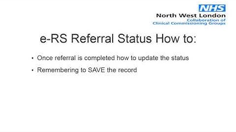 e RS How to update referral status (SystmOne)