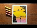 Oil Pastel Scenery Painting for beginners| Oil Pastel Drawing Cherry Blossom #oilpasteldrawing