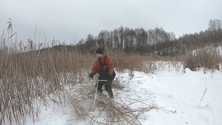 Кошу болото, расчищаю озеро. Зимние работы на пруду