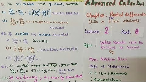 lecture2:  part B| partial differentiation |which variable is to be treated as constant|B.Sc,B.Tech|