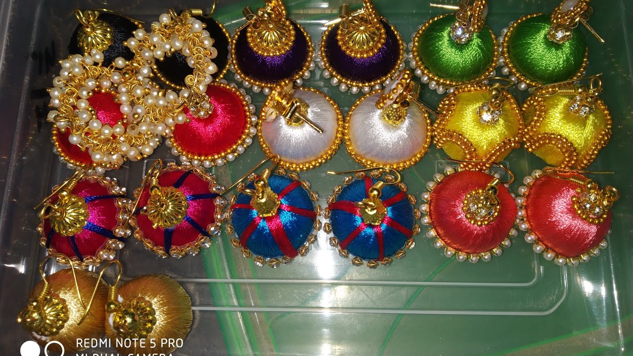 Thread ear rings, tread jumkas, silk thread earrings