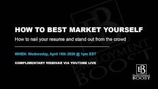 HOW TO BEST MARKET YOURSELF - RESUME WRITING 101