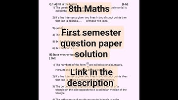 First Semester maths Question answer : class 8th