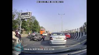 Motorcyclist Collides With Car and Bike on Highway