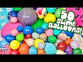 Whats inside 50 slime squishy balloons massive slime smoothie stayhome