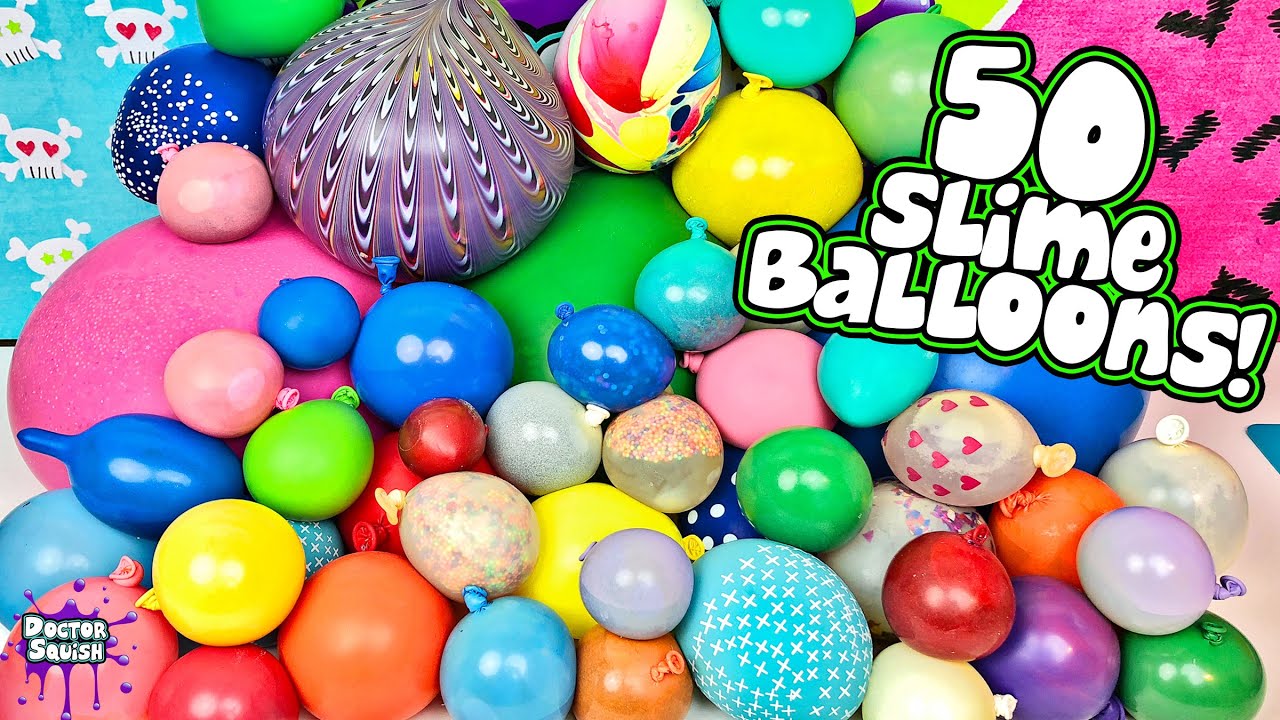 What's Inside 50 SLIME Squishy Balloons! MASSIVE Slime Smoothie! #stayhome  - YouTube