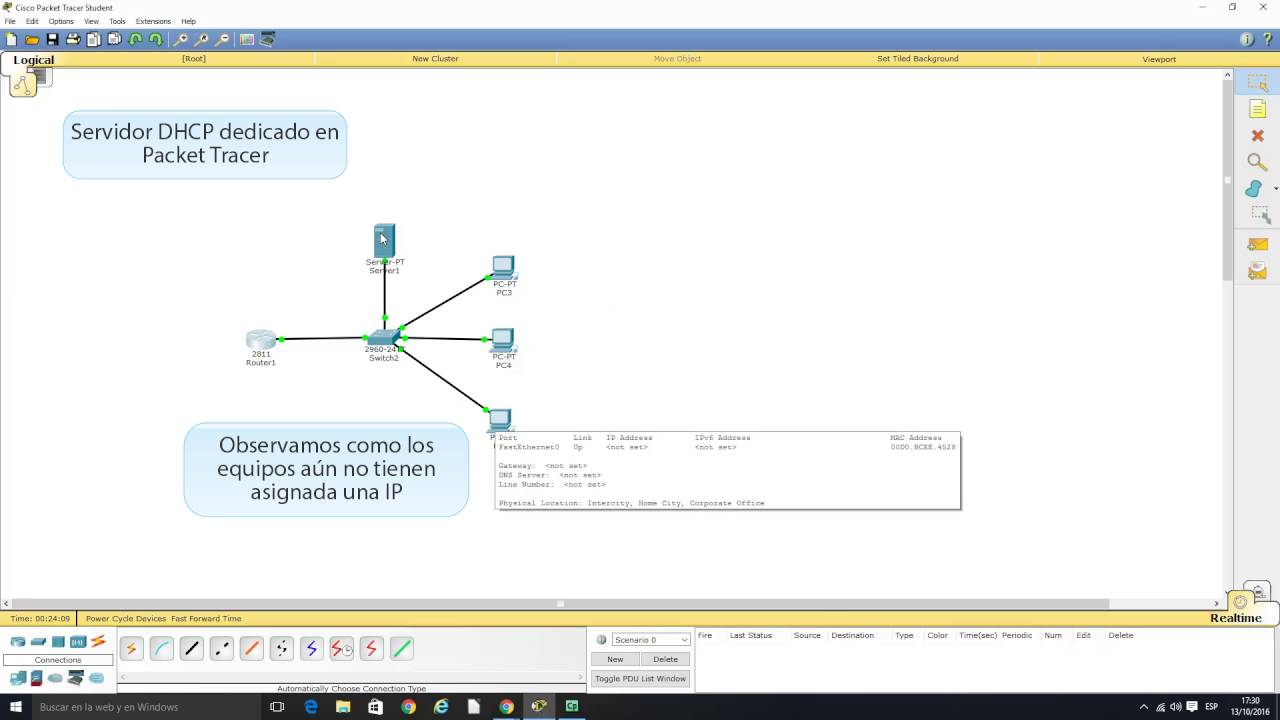 Servidor DHCP dedicado en Packet Tracer - YouTube