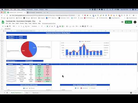 Facebook Ads Report - Ecommerce Dashboard for Google Sheets Spreadsheet -  DOWNLOAD Template