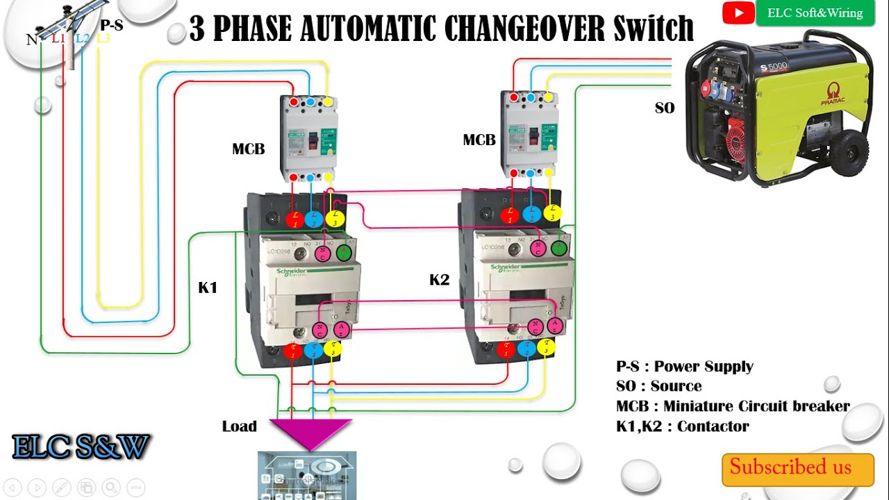3 Phase Automatic Changeover Switch With Circuit Diagram Youtube