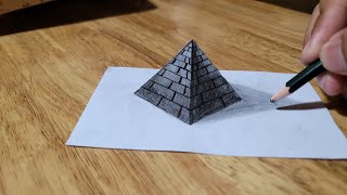 Easy Draw 3D Pyramid On Paper For Beginner step by step