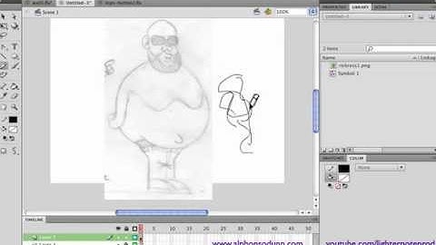 Flash Tutorial - How to copy a cartoon character from a scanned pencil drawing - Part 1