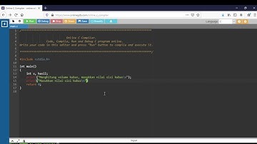 Menghitung volume kubus menggunakan online C compiler
