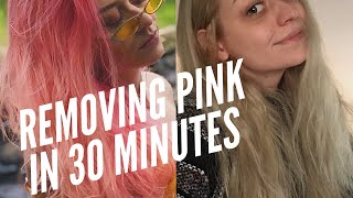 from pink to blonde in 30 minutes without bleach... by accident??