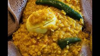 Misir alicha/Yellow lentils with hard boiled eggs/Ethiopian food
