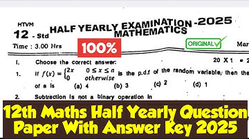 12th Maths half yearly question paper 2025|PDF link|and|Answer Key|Vincent Info|