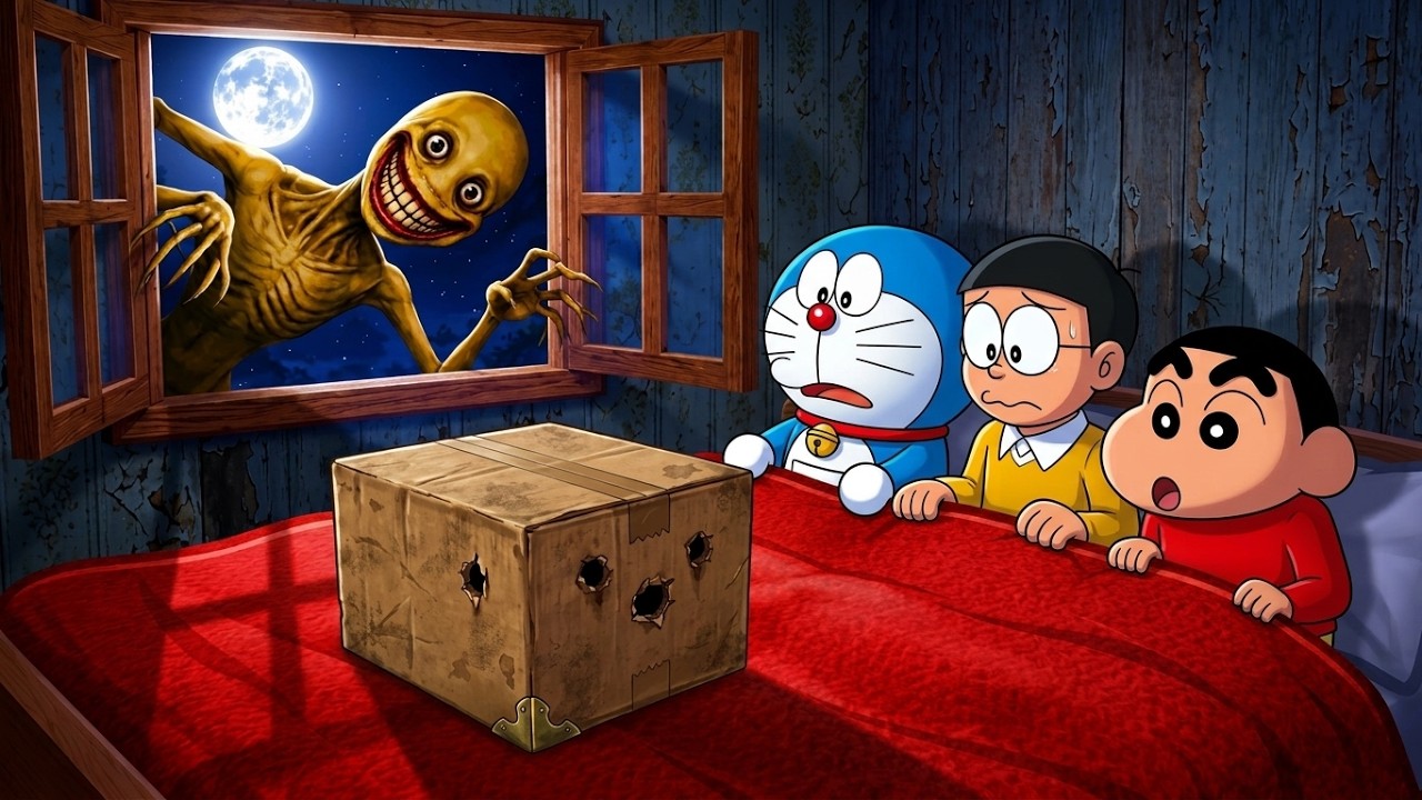 Shinchan and Nobita Received a Mystery Delivery Box Alone at Home