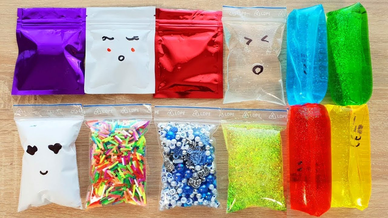 Making Relaxing Slime with Bags and Water Squishy