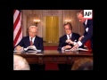 President George H.W. Bush and Soviet Union leader Mikhail Gorbachev sign treaty for first-ever cuts