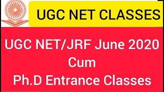 NTA UGC NET JRF June 2020 Cum Ph.D Entrance Exam 2020 Online Classes from UGC NET CLASSES
