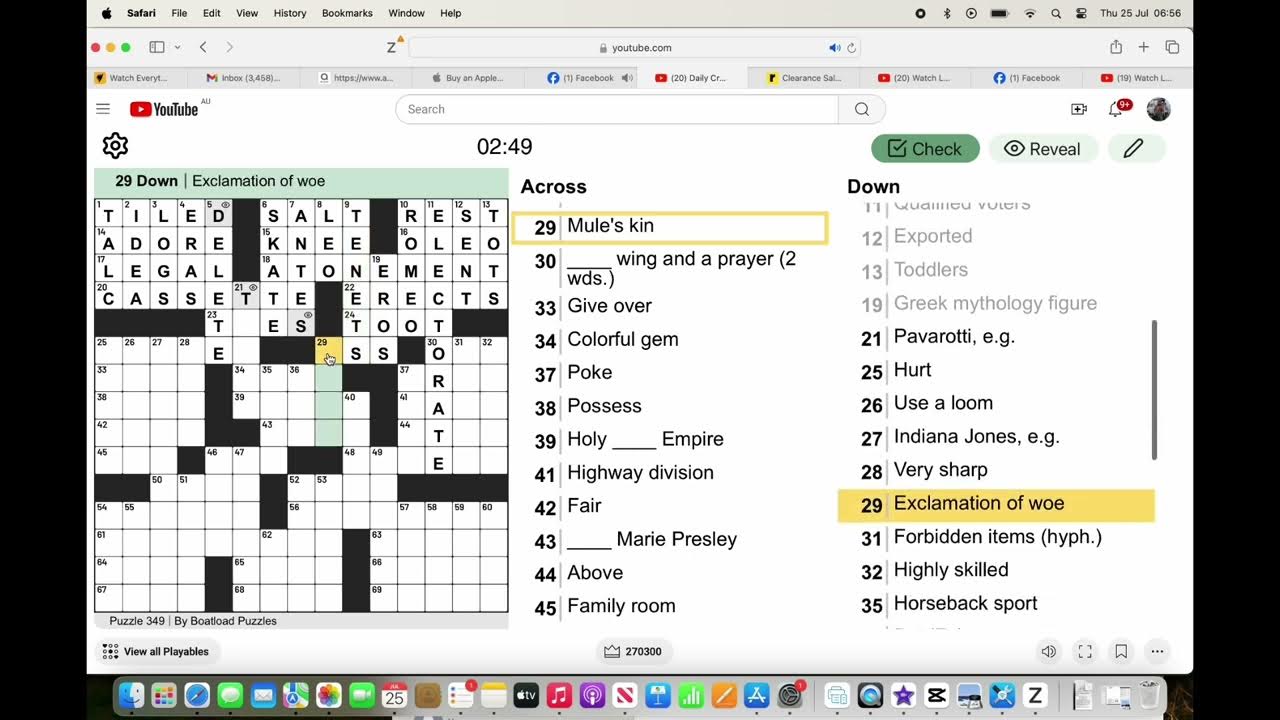 Daily Crossword Puzzle July 25 YouTube