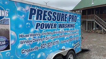 Cleaning a log cabin