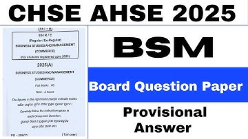 BSM BOARD QUESTION PAPER 2025 II CHSE AHSE 2025 II BUSINESS STUDIES MANAGEMENT #chseodisha