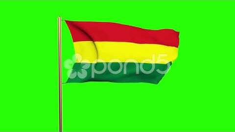 Bolivia Flag Waving In The Wind. Green Screen, Alpha Matte. Loopable Animation