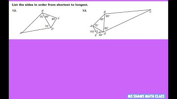 List the sides in order from shortest to longest. Triangle Inequality Theorem