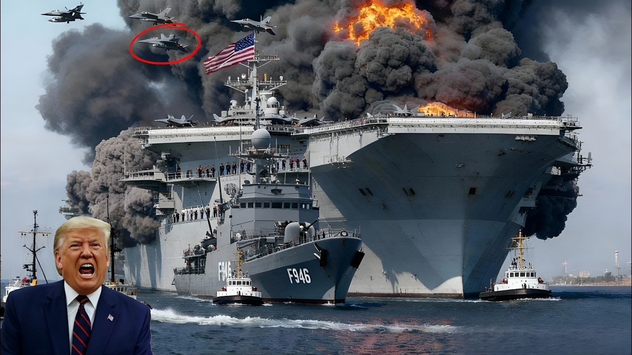 2 часа назад! Американский авианосец-невидимка был жестоко уничтожен 9 российскими истребителями Як-