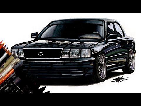 Realistic Car drawing - Lexus LS400 - Time Lapse - Drawing Ideas