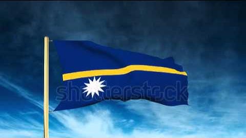 Nauru flag slider style. Waving in the win with cloud background animation Stock video by