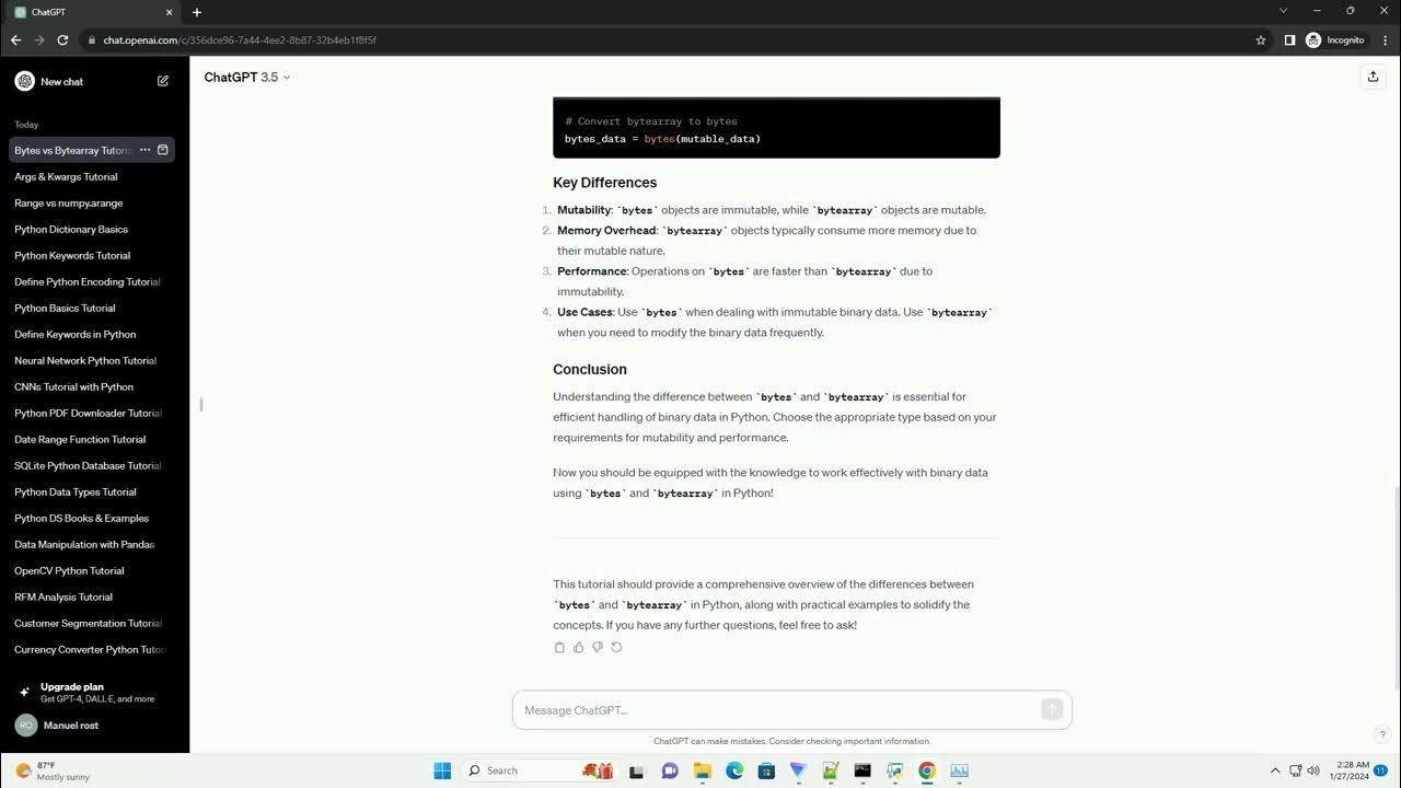 difference between bytes and bytearray in python - YouTube