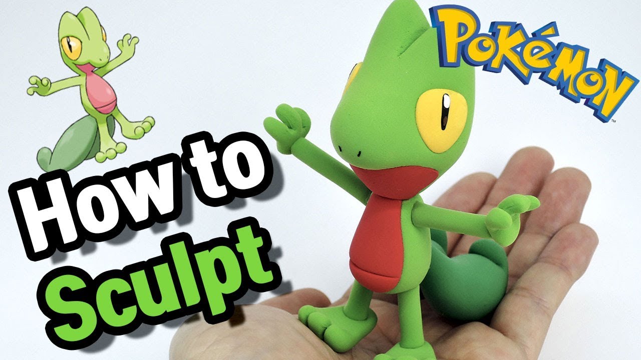 Sculpting Treecko Grass-type Pokémon in Clay step by step