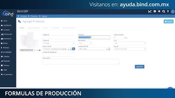 Cómo crear fórmulas de producción paso a paso en Bind ERP