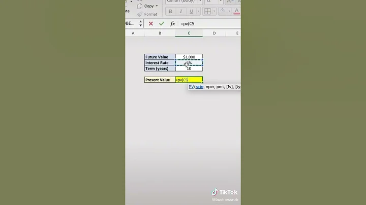 How to calculate present value using PV function on excel@businessrob