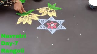 Lotus Flower Rangoli Design with 5*3 dots | Festival Kolam Design with dots | Easy Pandaga Muggulu