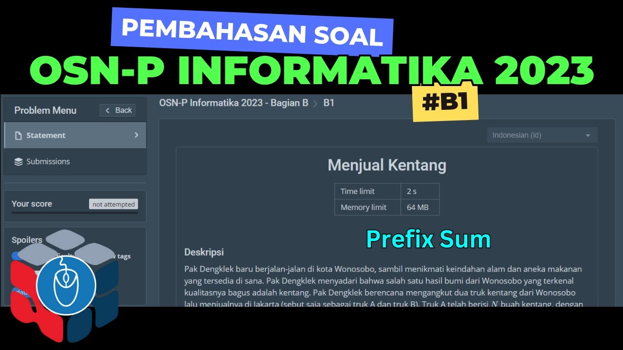 Pembahasan Soal OSN P Informatika 2023 #B1 Prefix Sum - YouTube