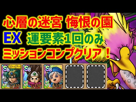 【ドラクエタクト】心層の迷宮 悔恨の園 EX 運要素1回のみ！ ミッションコンプクリア！【真・DQXイベント】