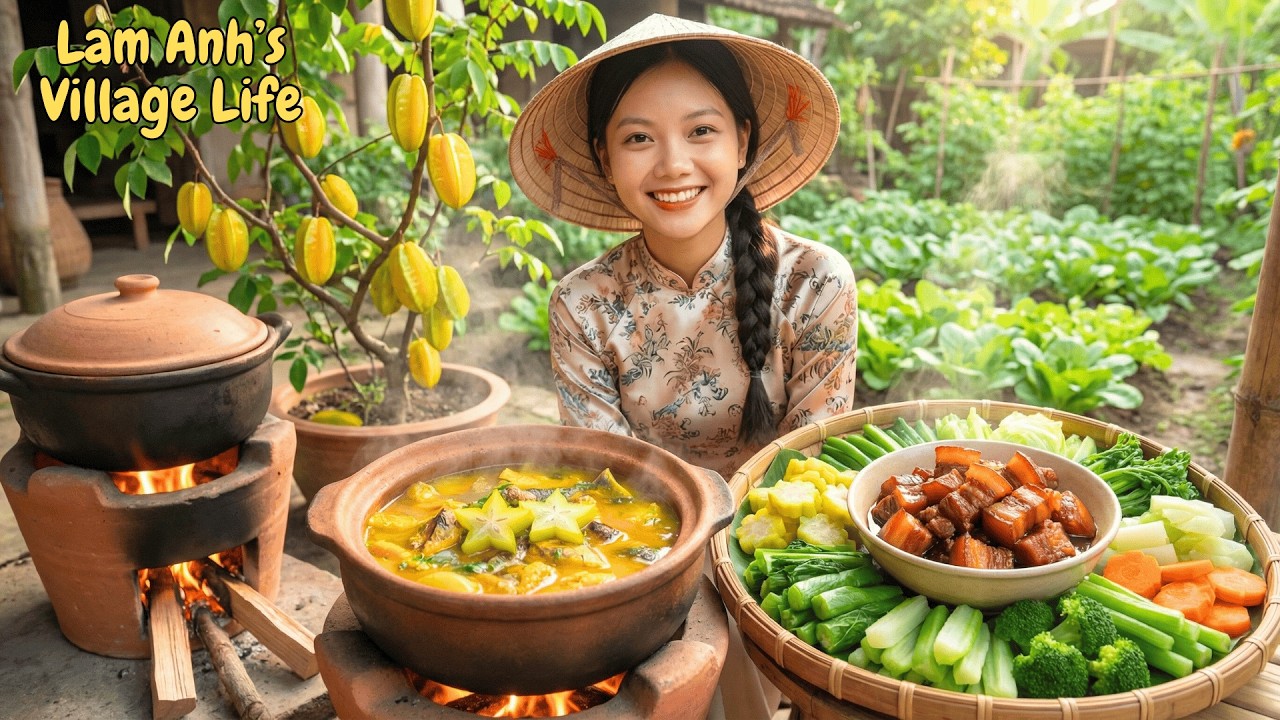 Harvesting And Cooking Vlog 81: Cooking Dishes with Sour Starfruit, Fish, Braised Pork, Vegetables