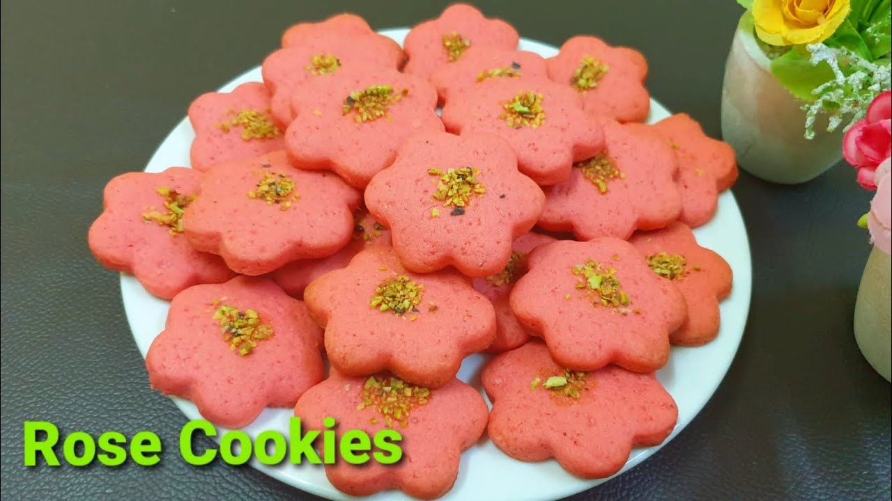 Mini Roses And Cookies Easy Rose flavour Cookies recipe | Pink Rose cookies | Cookies recipe ...