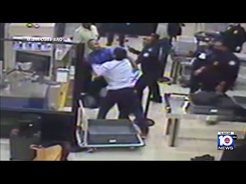 Surveillance video captures assault on TSA officers at Miami airport