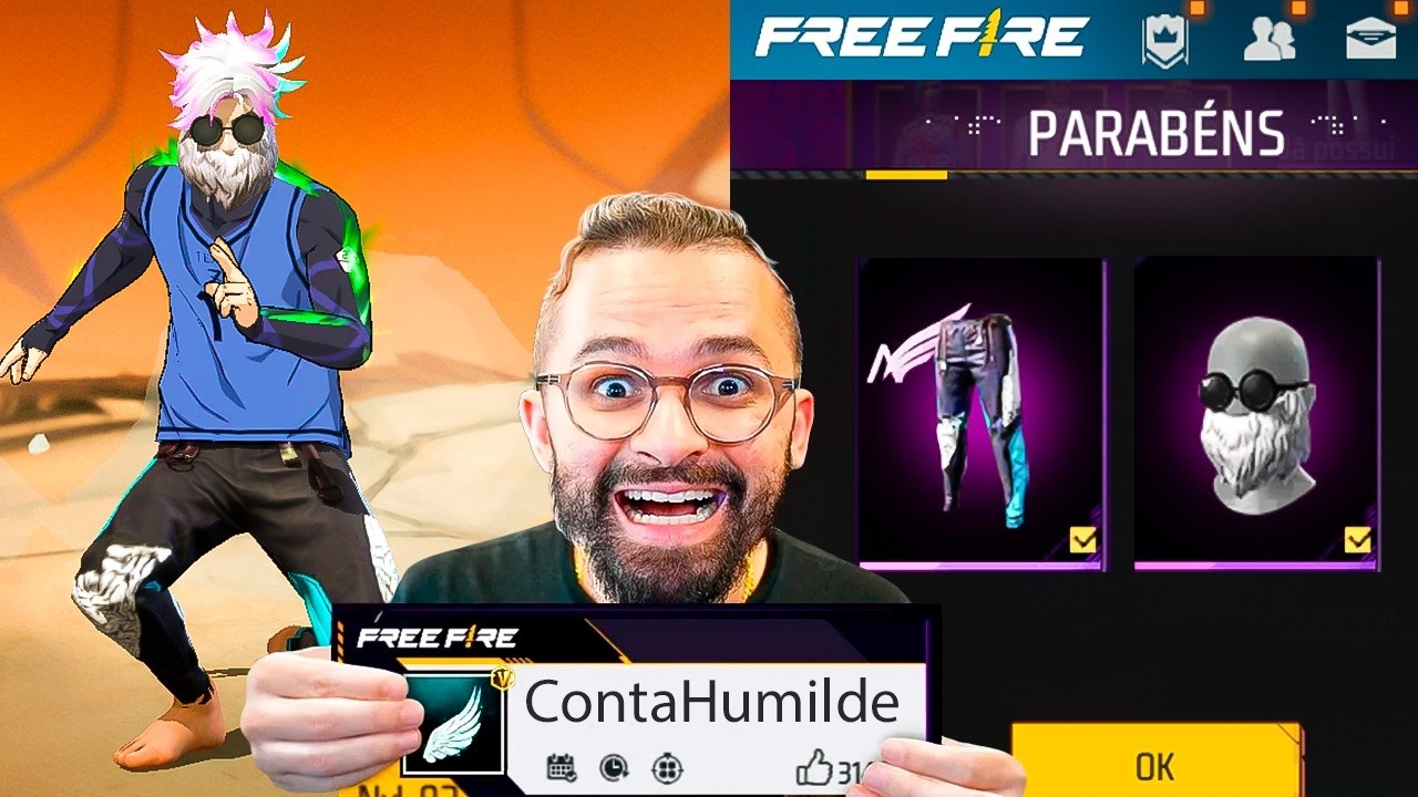 TRANSFERI ITENS ANTIGOS PARA UMA CONTA HUMILDE NO FREE FIRE E O DONO CHOROU