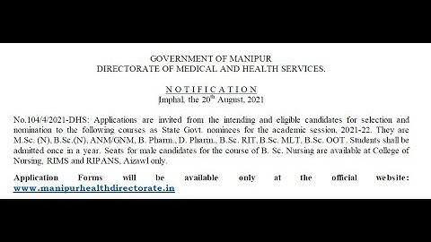 State Govt. nominees for the academic session, 2021-22 gi  BSC, MSC ANM GNM TAMNABAGI FORM THARE