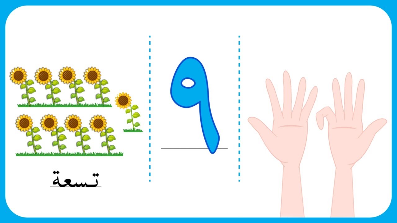 رقم تسعة - العد على الأصابع وكتابة الأرقام - تأسيس للأطفال - الأعداد من ...