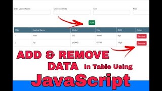 HOW TO ADD AND REMOVE RECORDS FROM TABLE IN JAVASCRIPT | ADD & REMOVE OBJECTS FROM ARRAY OF OBJECT